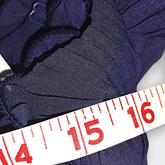 Just Me Womens Maxi Sz M Navy Off-Shoulder Ruffle Tiered Dress Gown Wedding Prom - Picture 14 of 16